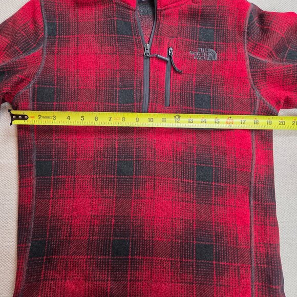 North Face Men's Small Red Buffalo Plaid Gordon Lyons 1/2 Zip Sweater Fleece - Picture 8 of 9